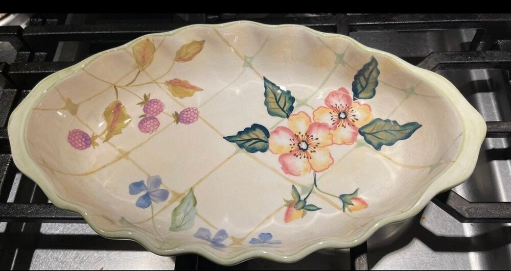 Tracy Porter Evelyn Collection oval Platter floral 12"